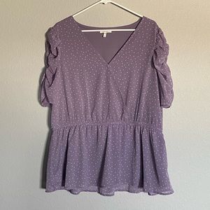 Purple polka dot blouse